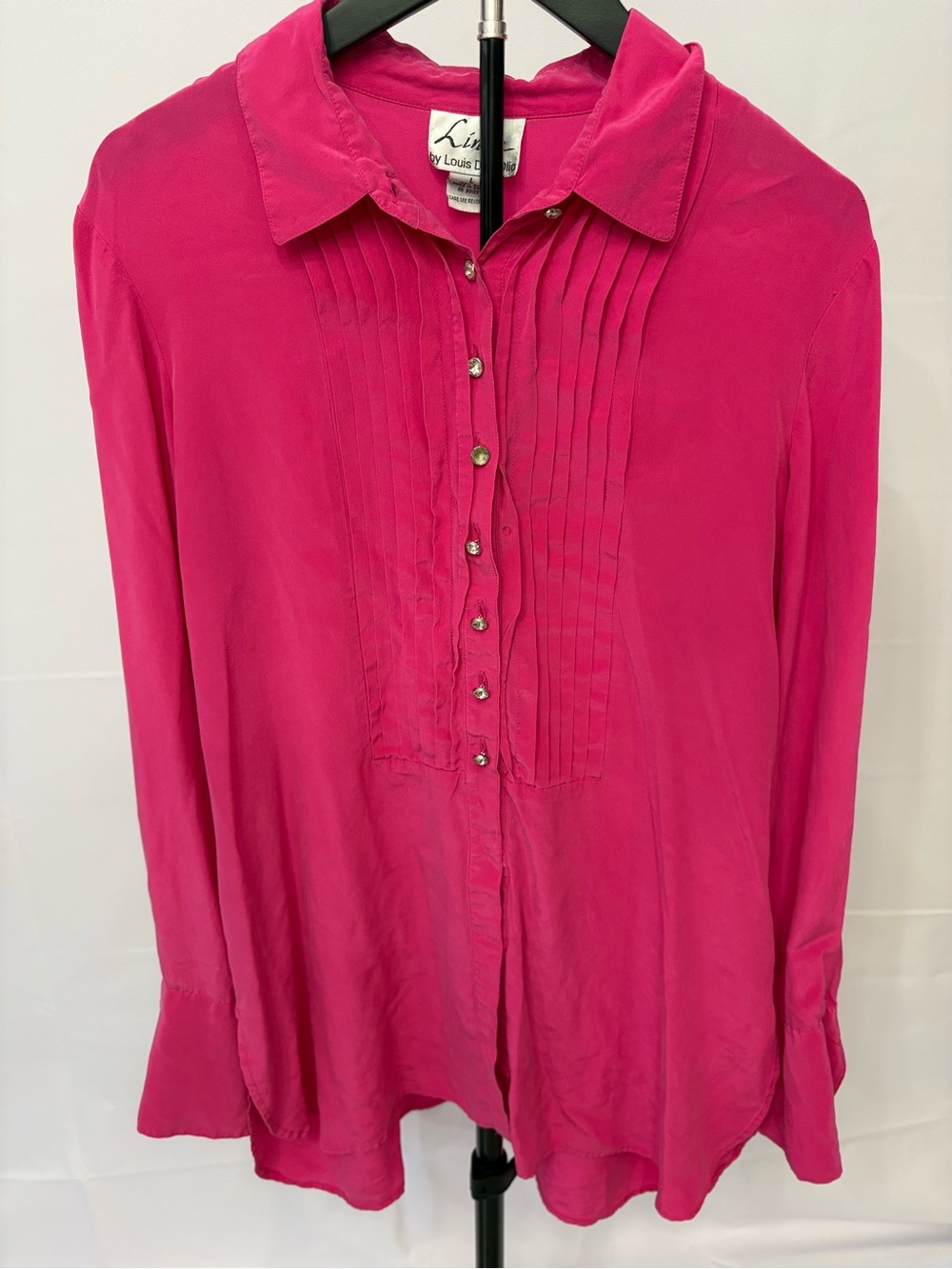 Hot Pink Pintuck Button-Front Blouse